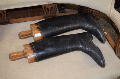 Lot 417 - Pair of vintage leather riding boots with...