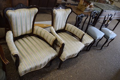 Lot 426 - A pair of late Victorian armchairs together...