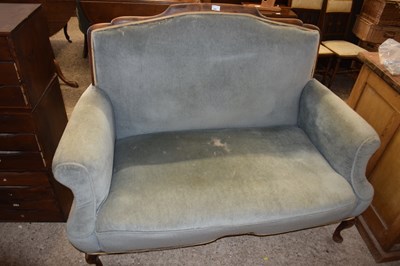 Lot 446 - An Edwardian blue upholstered two seater sofa,...