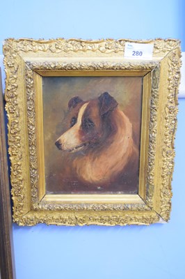 Lot 280 - Victorian School, Head of a dog, oil on canvas,...