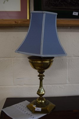 Lot 477 - Victorian brass oil lamp with later electrical...