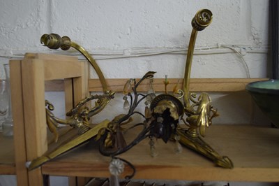 Lot 514 - Pair of brass wall sconces and one other