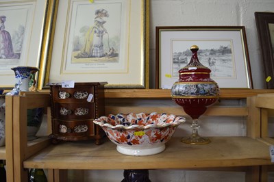 Lot 577 - Three drawer table top chest together with a...