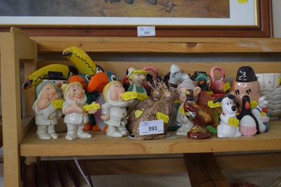 Lot 593 - Collection of various novelty salt and pepper...