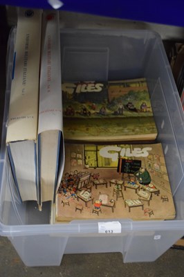 Lot 613 - One box of Giles books and books on military...