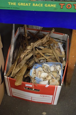 Lot 731 - Box of various drift wood, sea shells etc