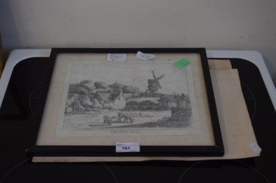 Lot 761 - Small framed study of Cromer Mill plus further...