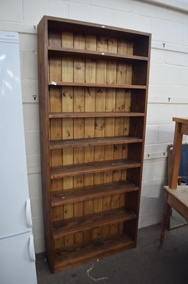 Lot 770 - Large modern pine open front bookcase cabinet