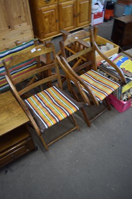 Lot 793 - Pair of folding chairs with striped seats