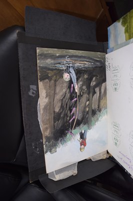 Lot 819 - A folder of various amateur illustrations, oil...