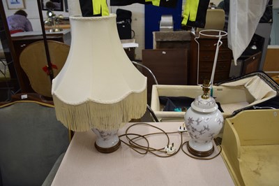 Lot 826 - A pair of modern porcelain based table lamps