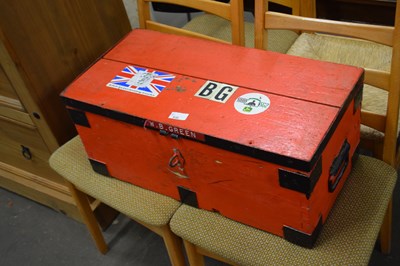 Lot 836 - A small red painted trunk