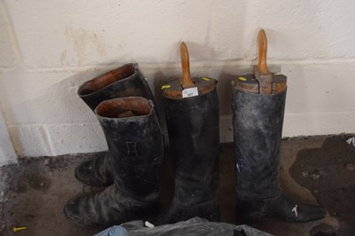 Lot 927 - Two pairs of vintage leather riding boots