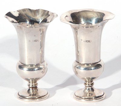 Lot 2 - Pair of hallmarked silver vases of campana urn...