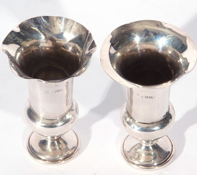 Lot 2 - Pair of hallmarked silver vases of campana urn...