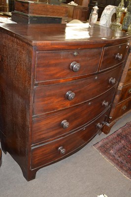 Lot 437 - A Victorian mahogany bow front chest of two...