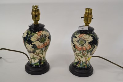 Lot 223 - A pair of Moorcroft table lamps, the ceramic...