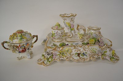 Lot 233 - A 19th Century English porcelain desk set,...