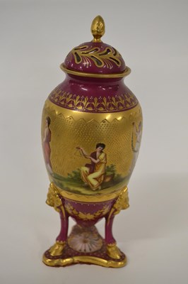 Lot 240 - A 19th Century Vienna style vase and cover,...