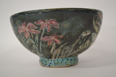 Lot 260 - A pottery bowl by Vicky Walton with incised...