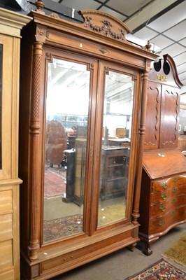 Lot 523 - Late 19th Century continental walnut wardrobe...