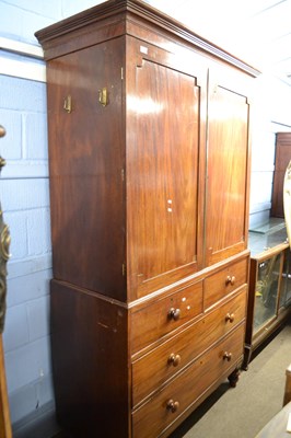 Lot 550 - A Victorian mahogany linen press cabinet with...