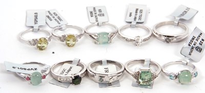 Lot 361 - Ten silver and gemset rings: to include...