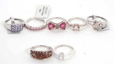 Lot 352 - Seven silver and gemset rings: to include...