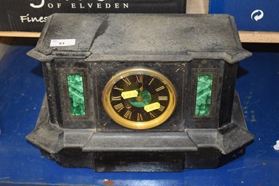 Lot 51 - Victorian black slate cased mantel clock