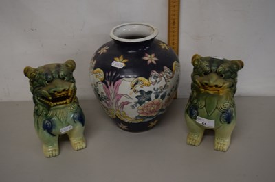 Lot 61 - Pair of Chinese foo dogs together with a...