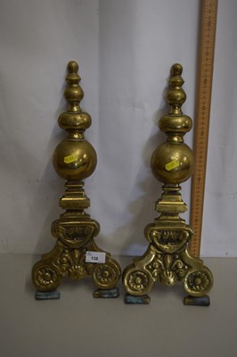 Lot 138 - A pair of large cast brass fire dogs, lacking...