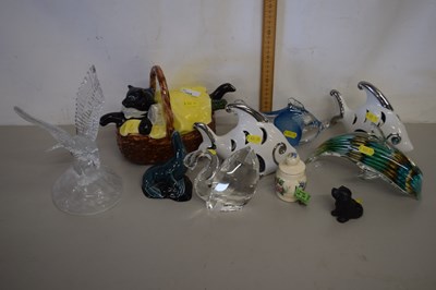 Lot 204 - Mixed Lot: Glass dolphin, fish shaped night...