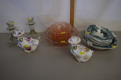 Lot 209 - Mixed Lot: Pressed glass bowls, candlesticks,...