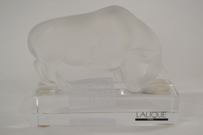 Lot 324 - A Lalique model of a bull with Lalique sticker...