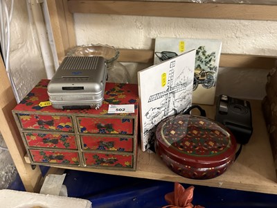 Lot 502 - Mixed Lot: Portable radio, table top chest and...