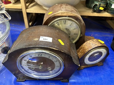 Lot 551 - Three dome topped mantel clocks