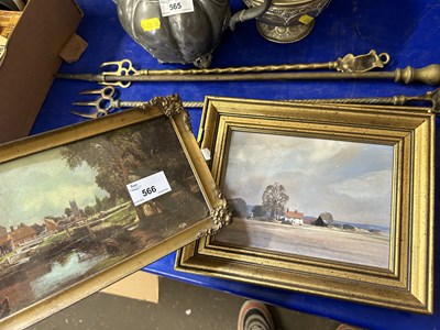 Lot 566 - Pair of small oil studies rural scenes...