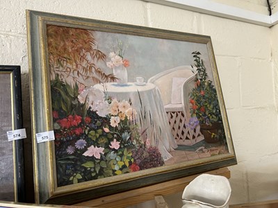 Lot 575 - H.Collinson, study of a garden scene, oil on...