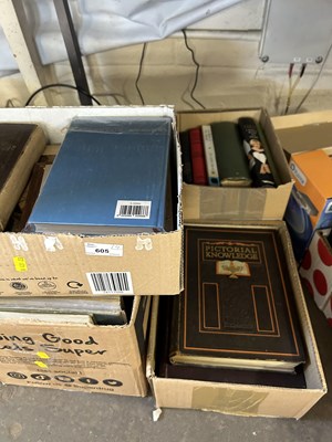 Lot 605 - Four boxes of mixed books