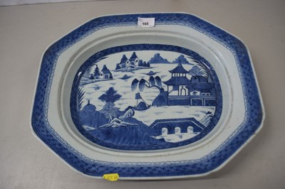 Lot 165 - Large Chinese blue and white octagonal meat plate