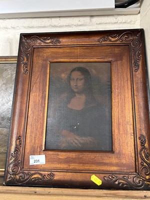 Lot 231 - An oleograph copy of the Mona Lisa together...