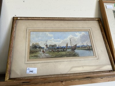 Lot 242 - Watercolour study of a Broadland scene with...