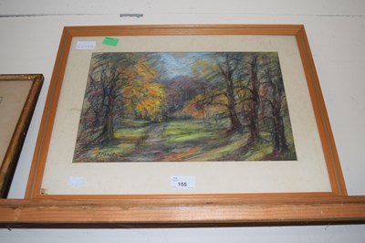 Lot 155 - C J White, pastel study of a woodland scene