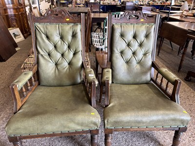 Lot 307 - A pair of late Victorian armchairs