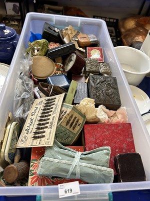 Lot 619 - Plastic box containing a quantity of metal...