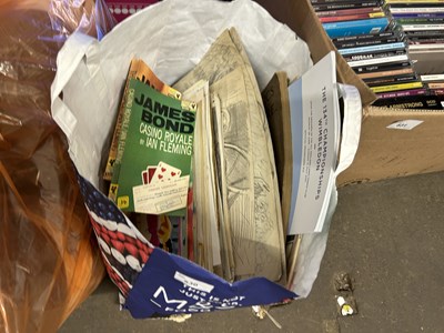 Lot 630 - Box of mainly paperbacks including James Bond,...