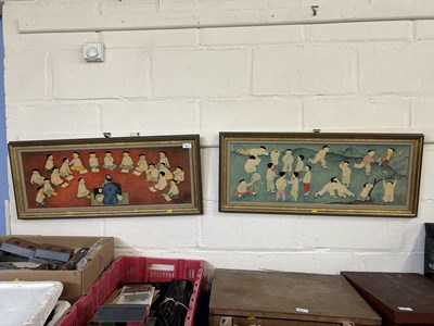 Lot 674 - Two framed prints of Chinese boys at play