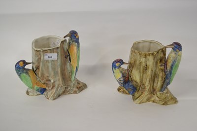 Lot 281 - Two Radford vases modelled as tree trunks with...