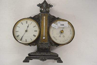 Lot 344 - A late 19th Century mantel clock and barometer...