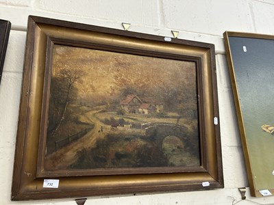 Lot 732 - Framed oil on board, indistinctly signed,...